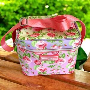 NWT Betsey Johnson Floral Pink Purple Insulated Tote Crossbody Hand Lunch Bag